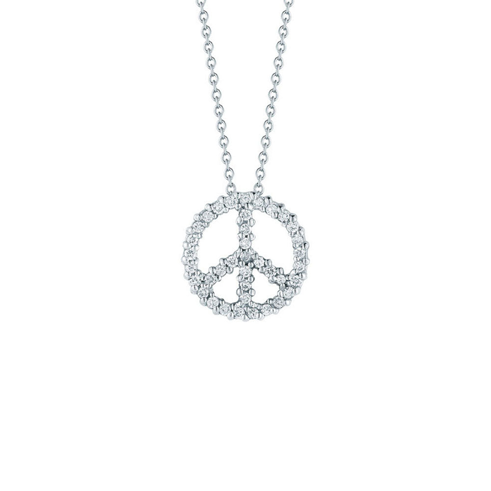 Roberto Coin Tiny Treasures Diamond Peace Sign Necklace