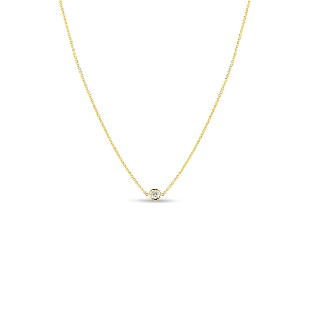 Roberto Coin Diamonds By The Inch Yellow Gold Single Diamond Pendant Necklace
