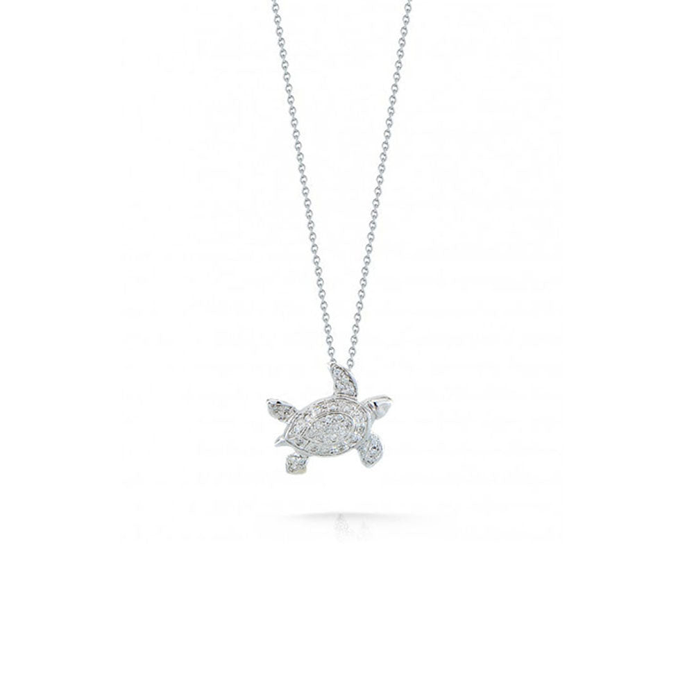 Roberto Coin Tiny Treasures White Gold Sea Turtle Pendant Necklace