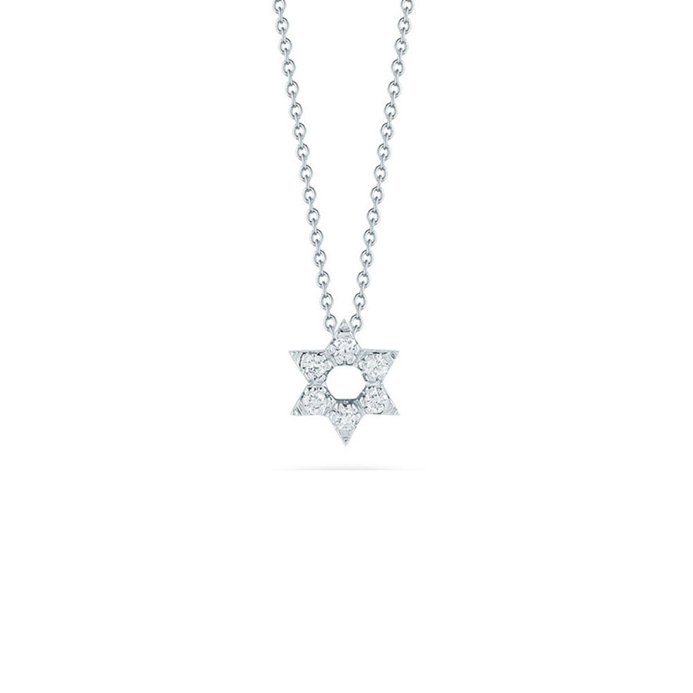 Roberto Coin Tiny Treasures White Gold Diamond Star of David Necklace