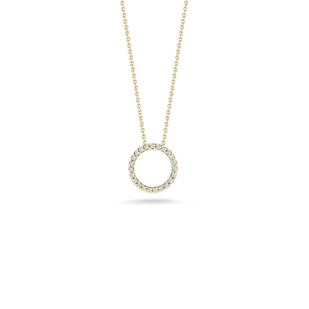 Roberto Coin Tiny Treasures Yellow Gold Diamond Circle Necklace