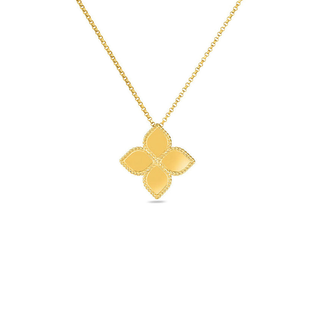 Roberto Coin Princess Flower Yellow Gold Pendant Necklace