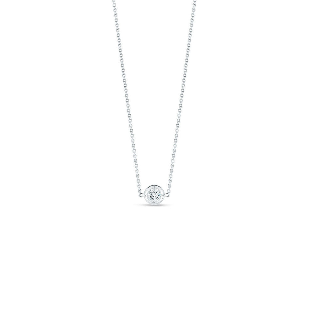 Roberto Coin Diamonds By The Inch White Gold Single Diamond Pendant Necklace