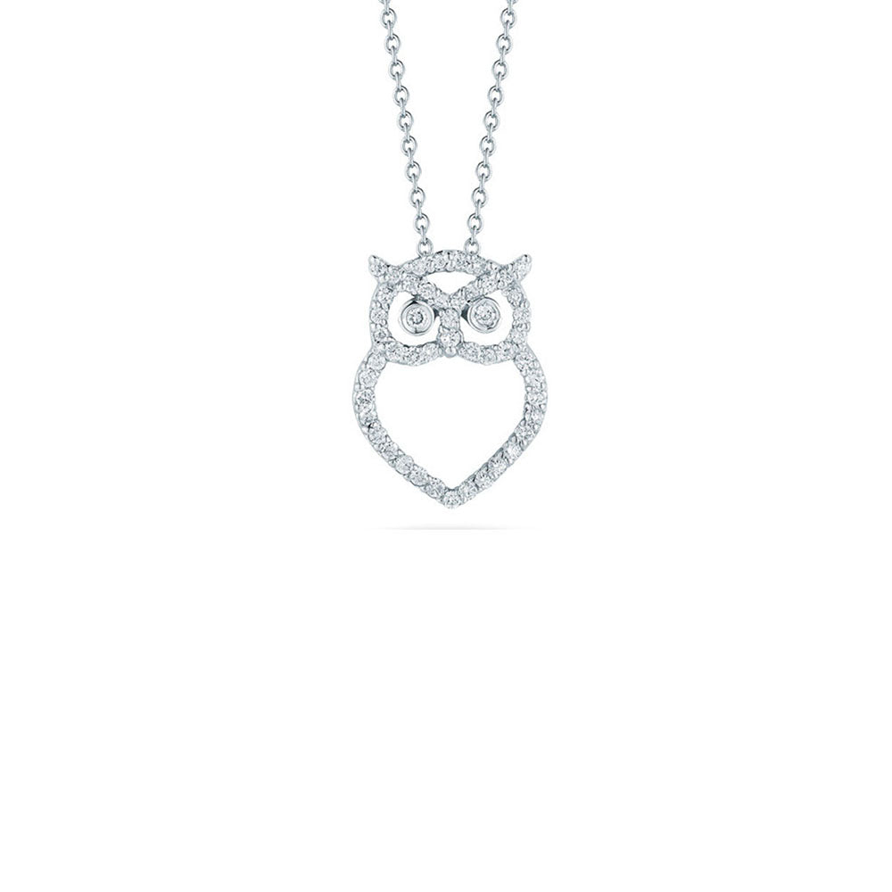 Roberto Coin Tiny Treasures White Gold Owl Pendant Necklace