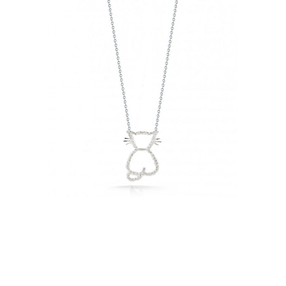 Roberto Coin Tiny Treasures White Gold Kitty Pendant Necklace