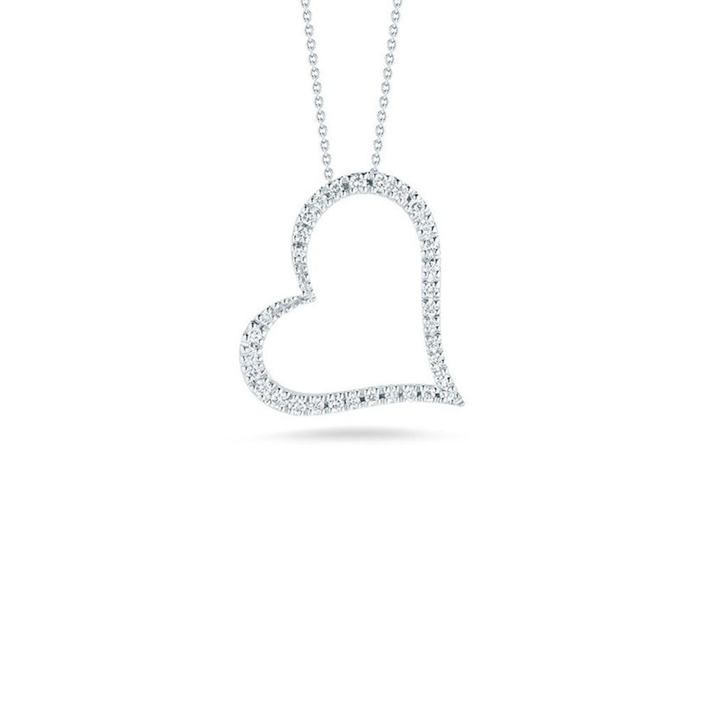 Roberto Coin Tiny Treasures White Gold Open Heart Pendant Necklace