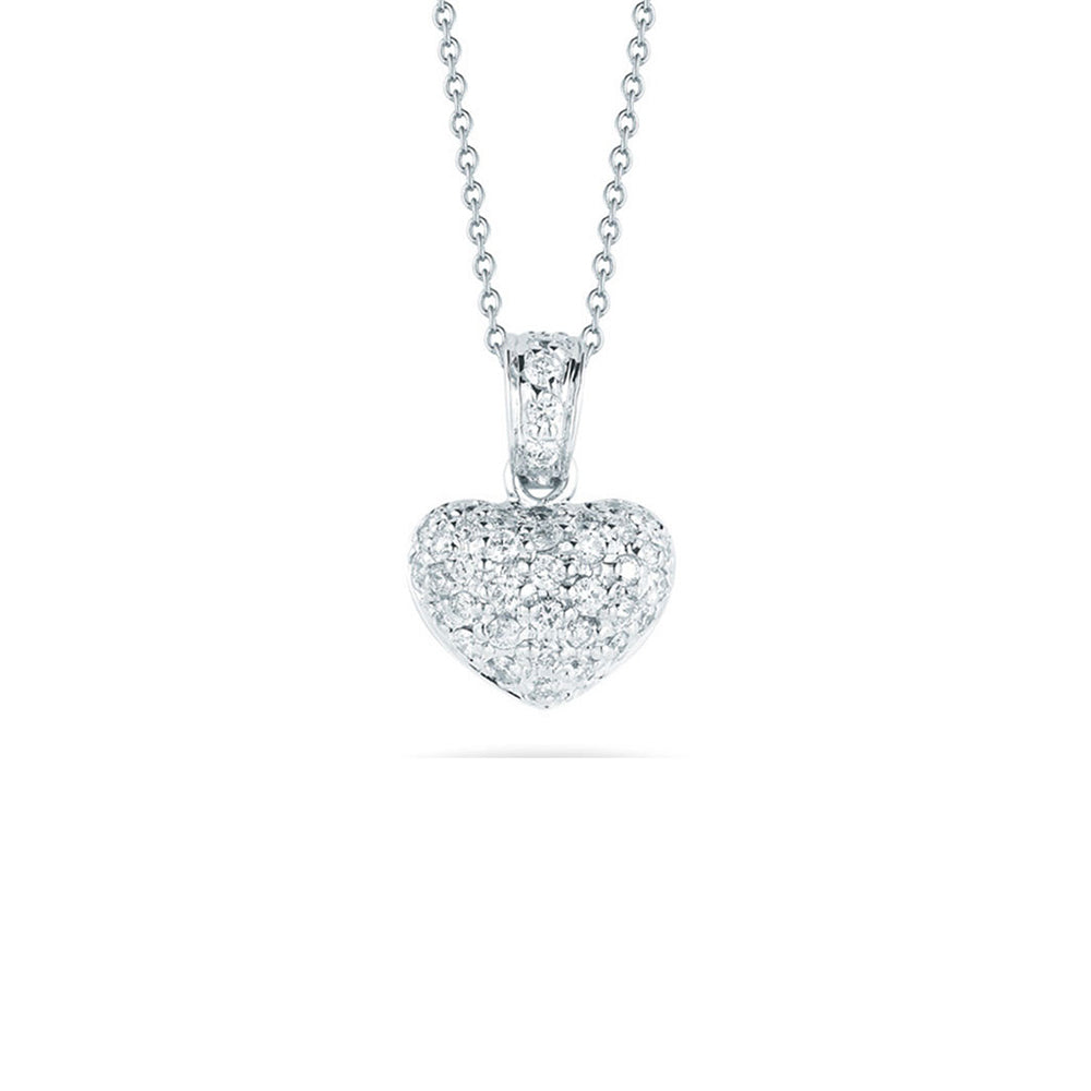 Roberto Coin Tiny Treasures Diamond Puffed Heart Necklace