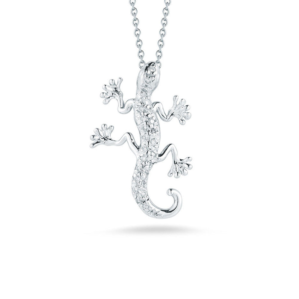 Roberto Coin Tiny Treasures White Gold Gecko Lizard Pendant Necklace