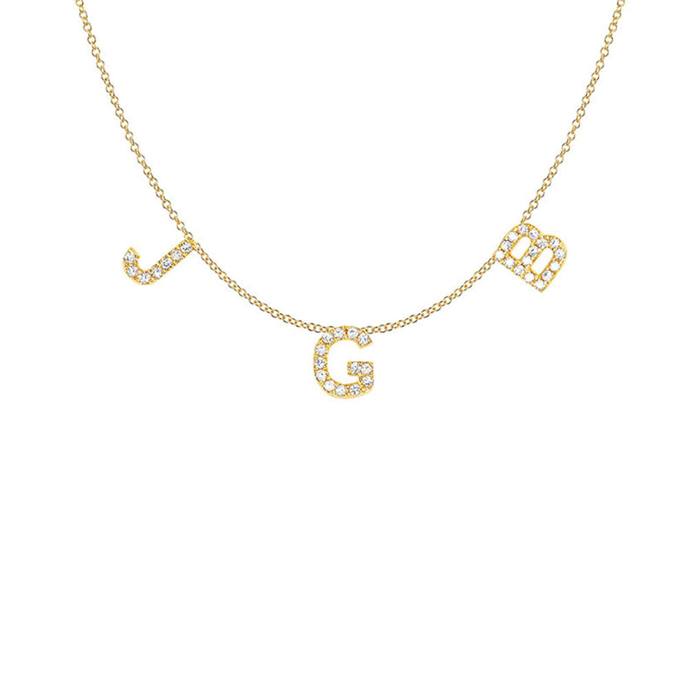 EF Collection Three Diamond Initial Station Necklace