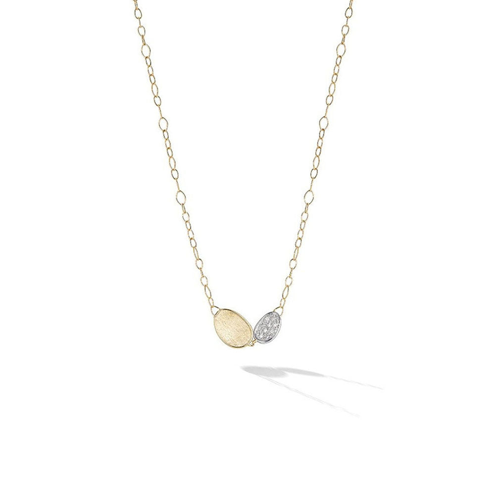 Marco Bicego Lunaria Gold & Diamond Petite Double Leaf Necklace