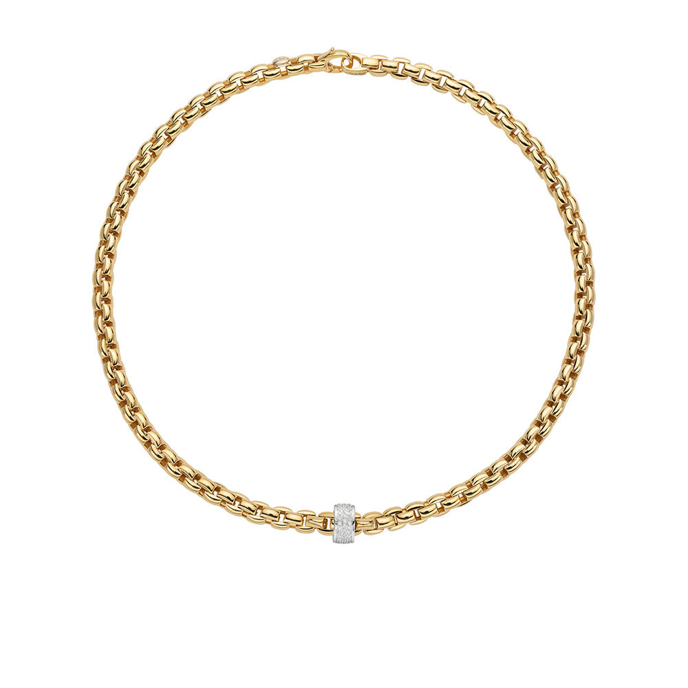 Fope Flex It EKA Yellow Gold Diamond Station Necklace