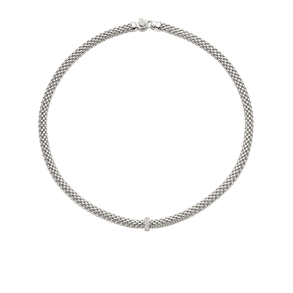 Fope Vendome White Gold Diamond Rondel Rope Necklace