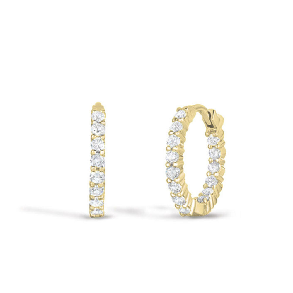Roberto Coin Yellow Gold Inside Out Diamond Hoop Earrings .75ctw