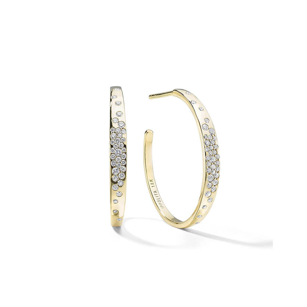 Ippolita Stardust Crinkle Hoop Diamond Earrings