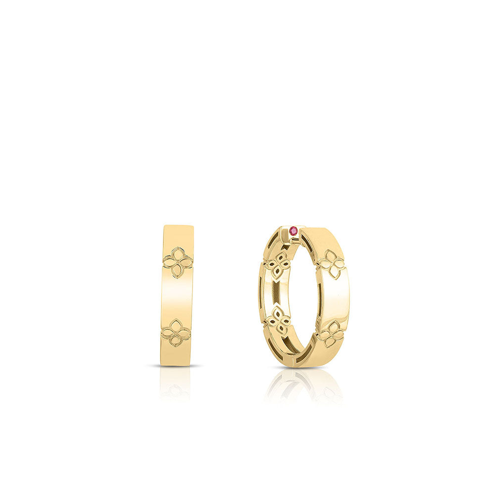 Roberto Coin Love In Verona Flower Hoop Earrings in Yellow Gold