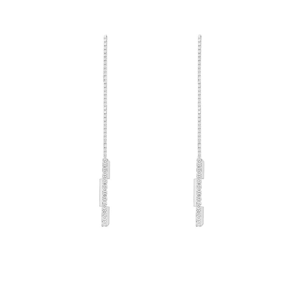 Gucci Link to Love Threader Earrings in White Gold