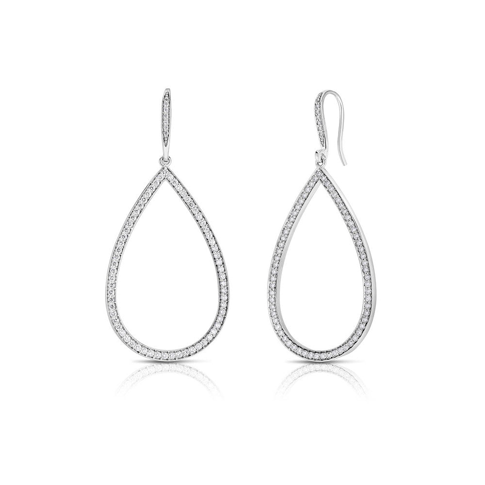 Roberto Coin Classic Diamond Pear Shaped Earrings in White Gold
