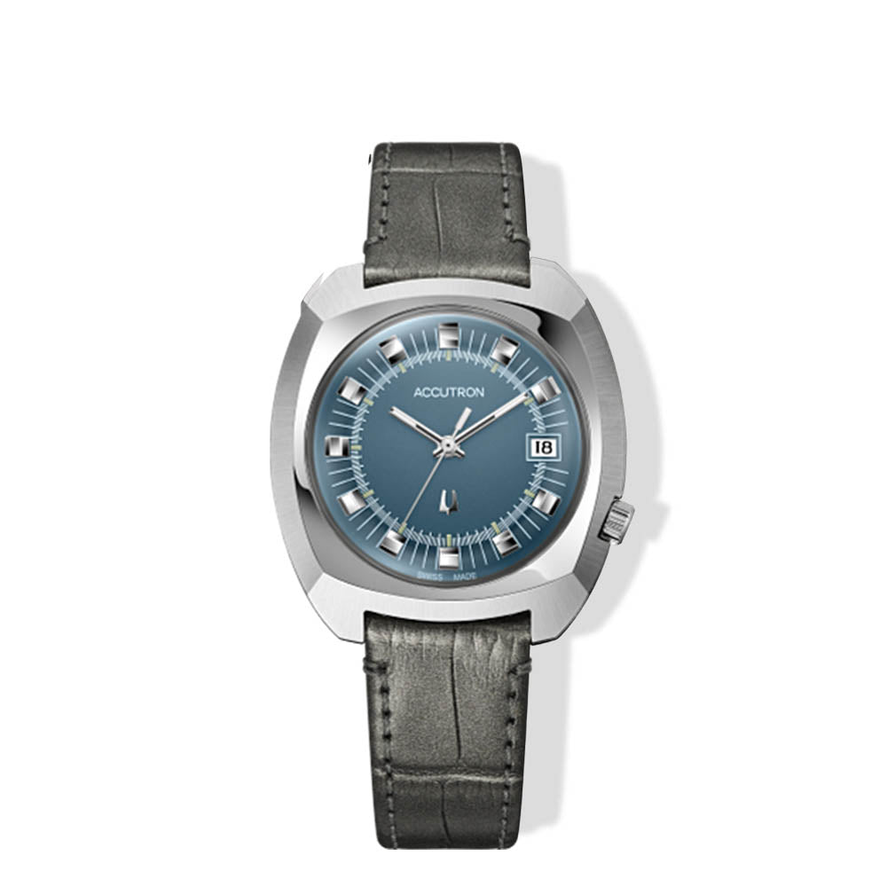 Accutron Cushion 261 Watch - Grey Leather