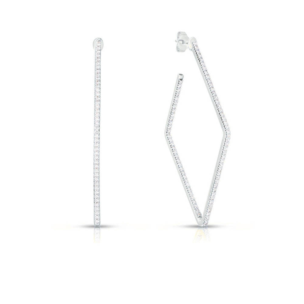 Roberto Coin White Gold Classic Diamond Square Hoop Earrings