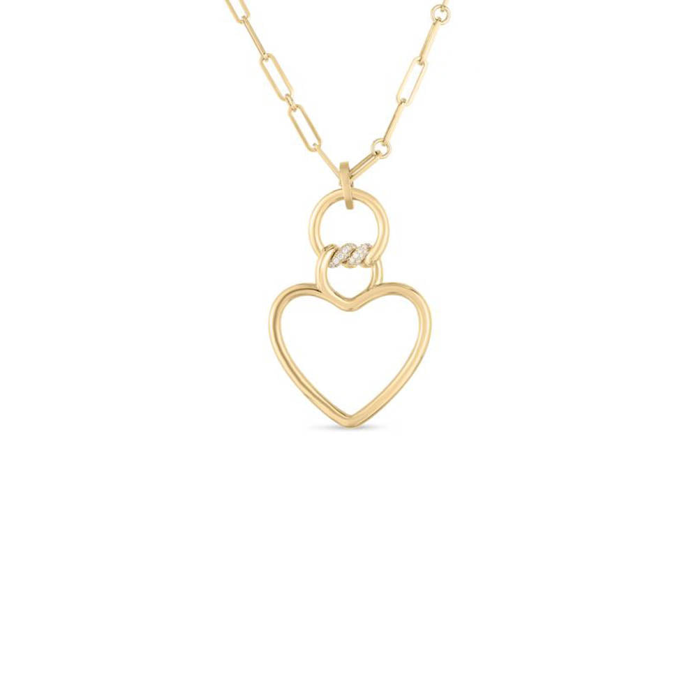 Roberto Coin Cialoma Collection 18K Yellow Gold Heart Necklace With Diamonds