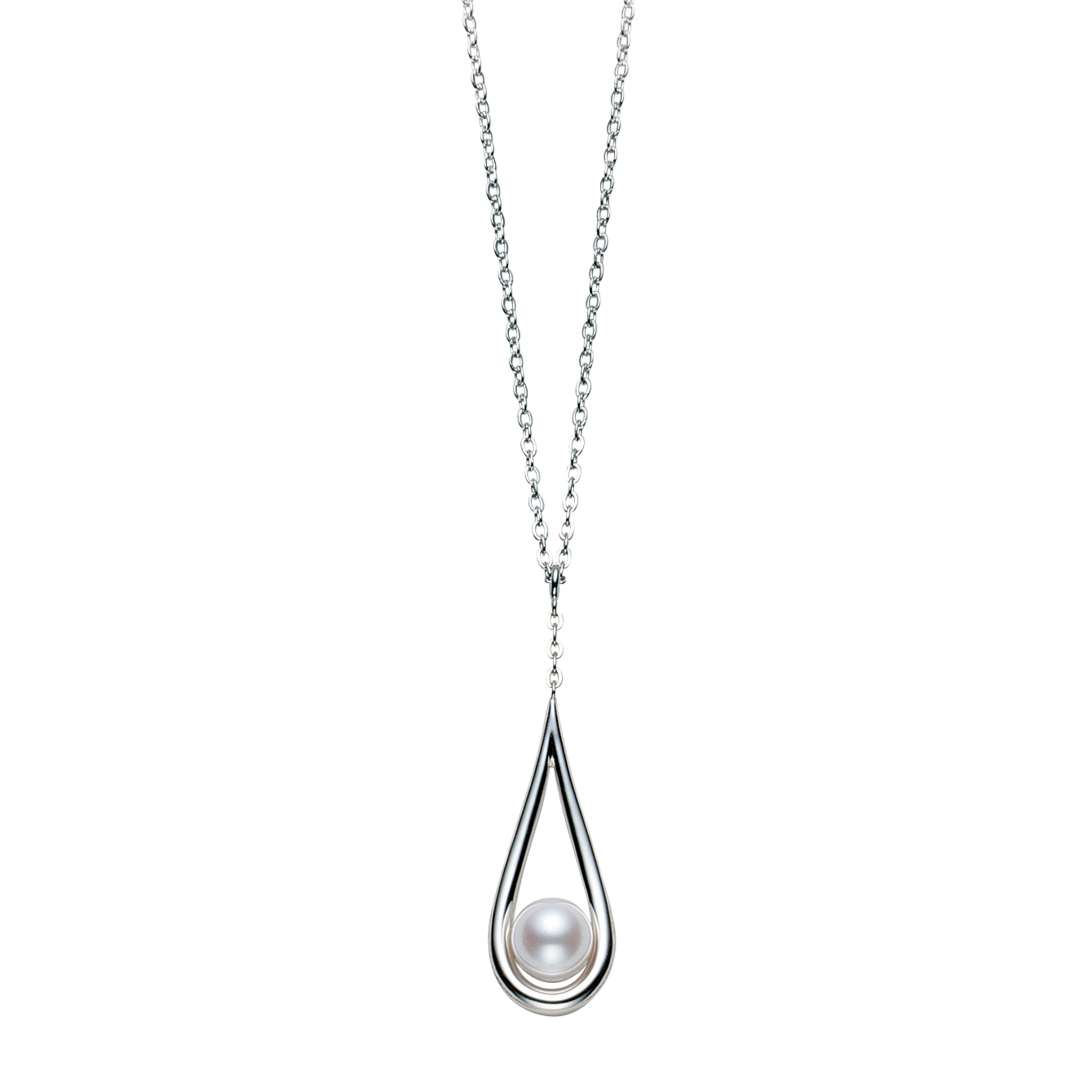 Mikimoto White Gold Akoya Pearl Drop Pendant Necklace