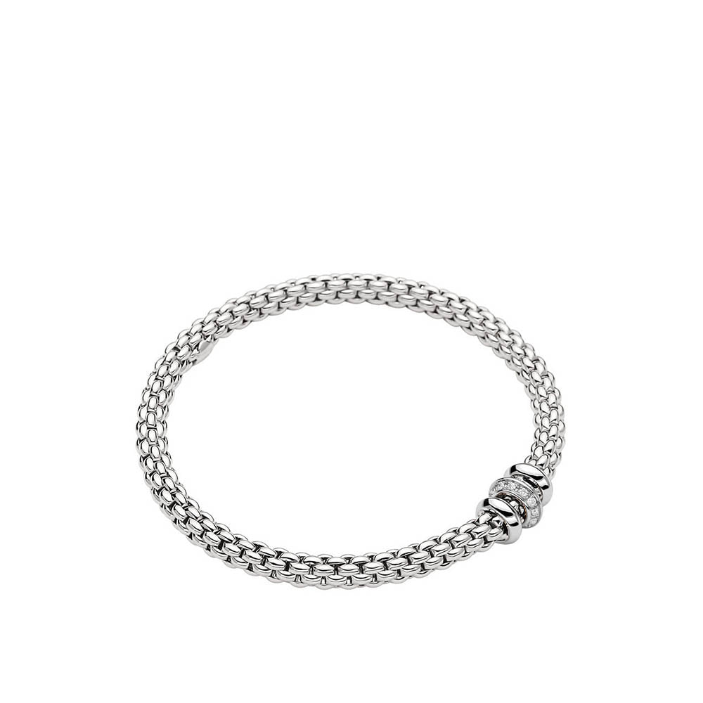 Fope Solo White Gold Diamond Rondel Flex It Bracelet