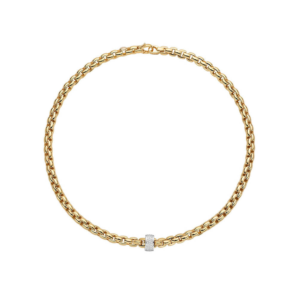 Fope Flex It EKA Yellow Gold Diamond Station Necklace