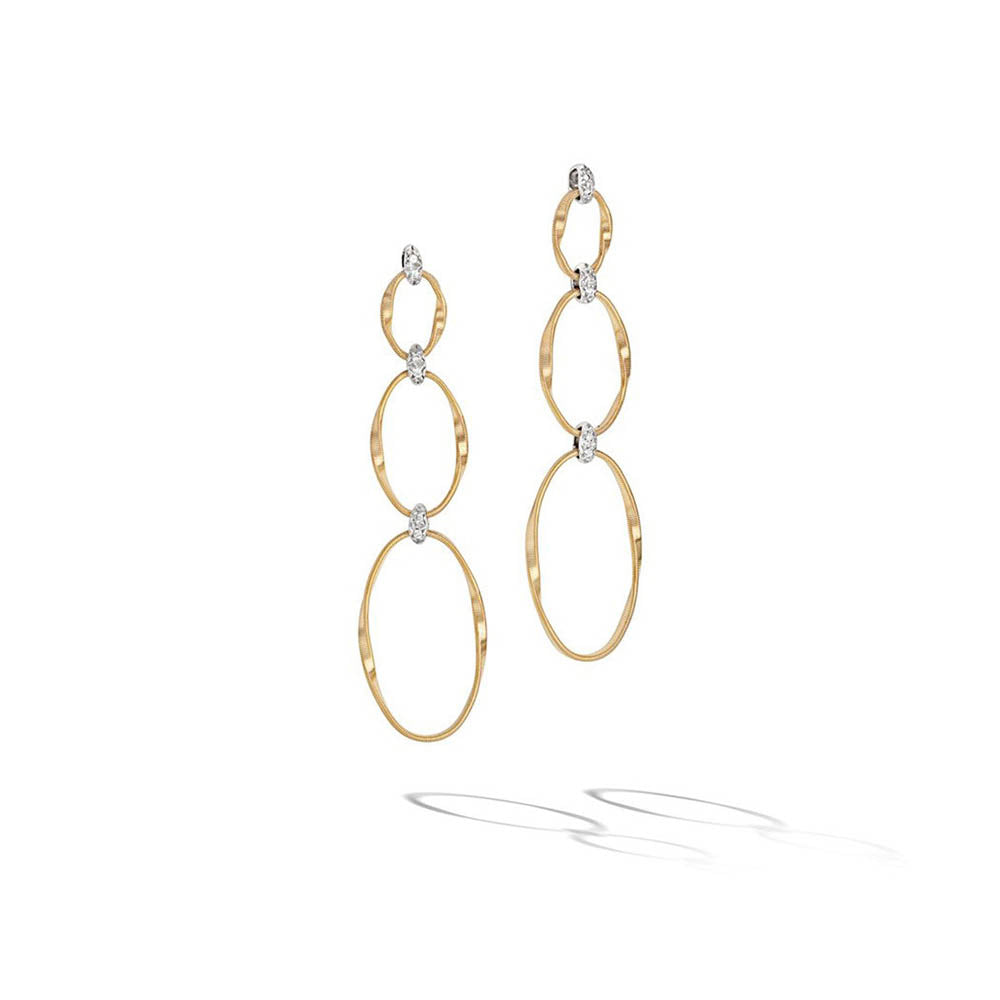 Marco Bicego Marrakech Onde Flat Link Triple Drop Diamond Earrings