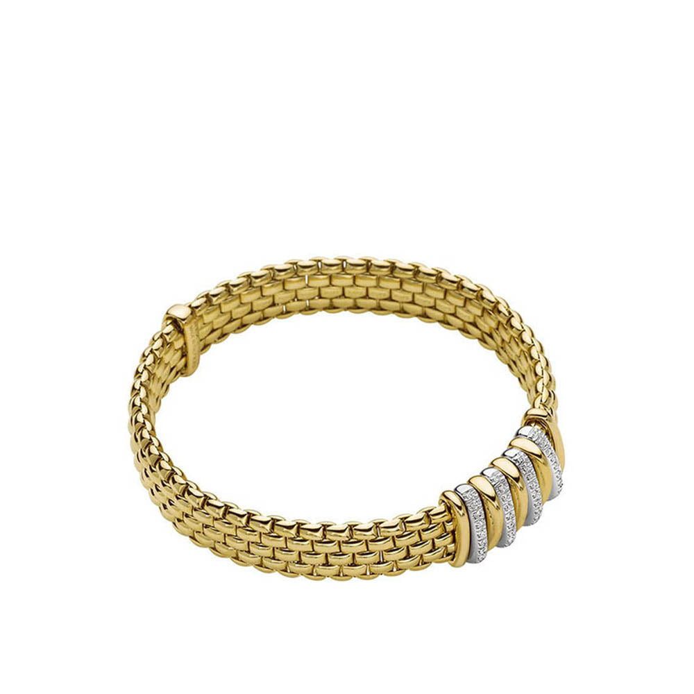 Fope Panorama Gold Multi Diamond Rondel Bracelet