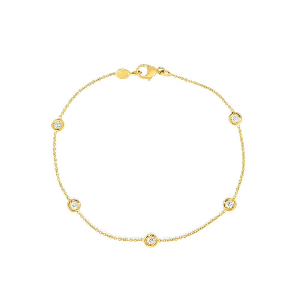 Roberto Coin Diamonds By The Inch Yellow Gold 5 Station Bracelet