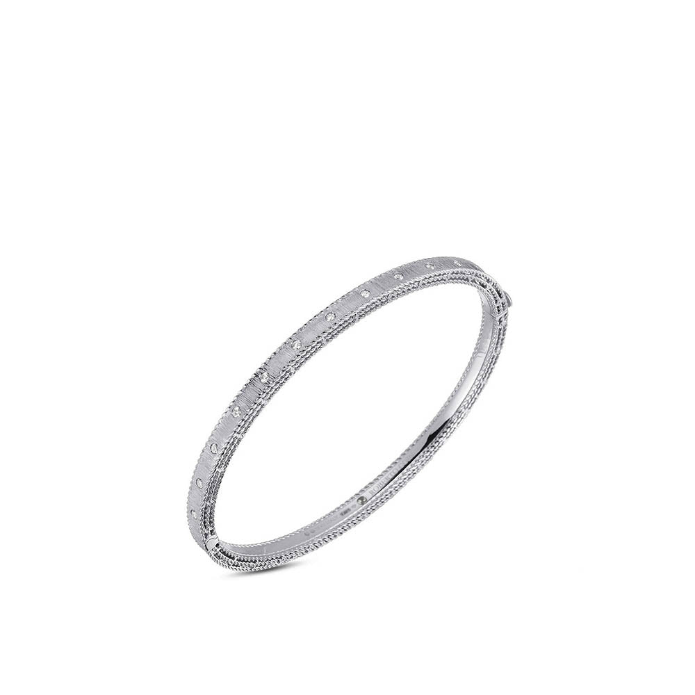 Roberto Coin Princess White Gold & Diamond Bangle Bracelet