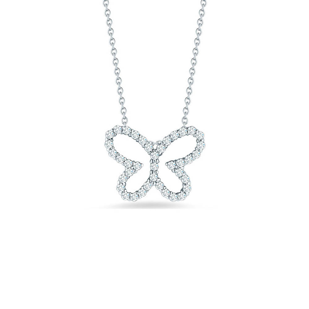 Roberto Coin Tiny Treasures White Gold Butterfly Pendant Necklace