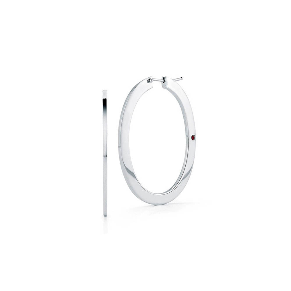 Roberto Coin White Gold Large Oval Flat Hoop Earrings