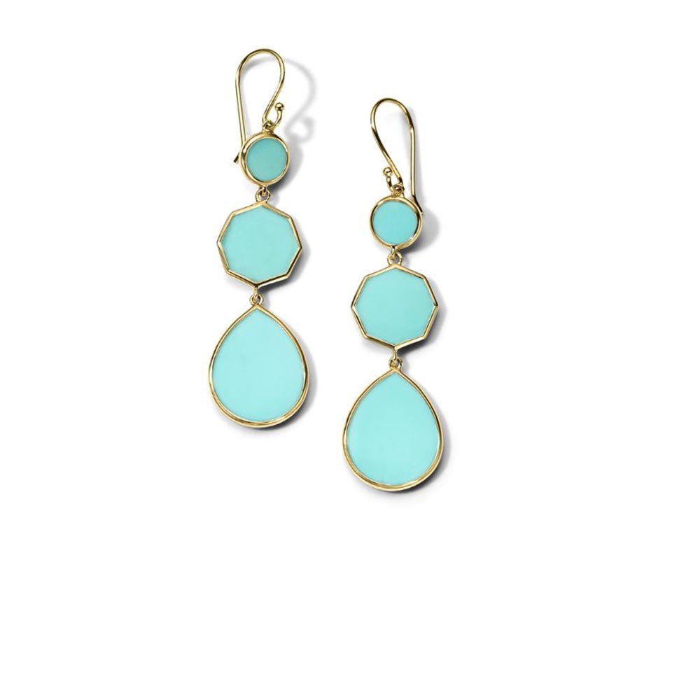 Ippolita Polished Rock Candy Turquoise Crazy 8's Earrings in 18K Gold