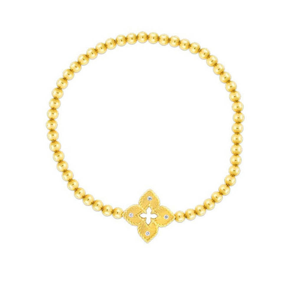 Roberto Coin Venetian Princess Flower Petite Diamond Stretch Bracelet