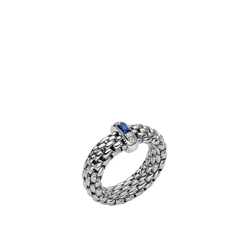 Fope Vendome White Gold Diamond and Sapphire Flex'it Ring