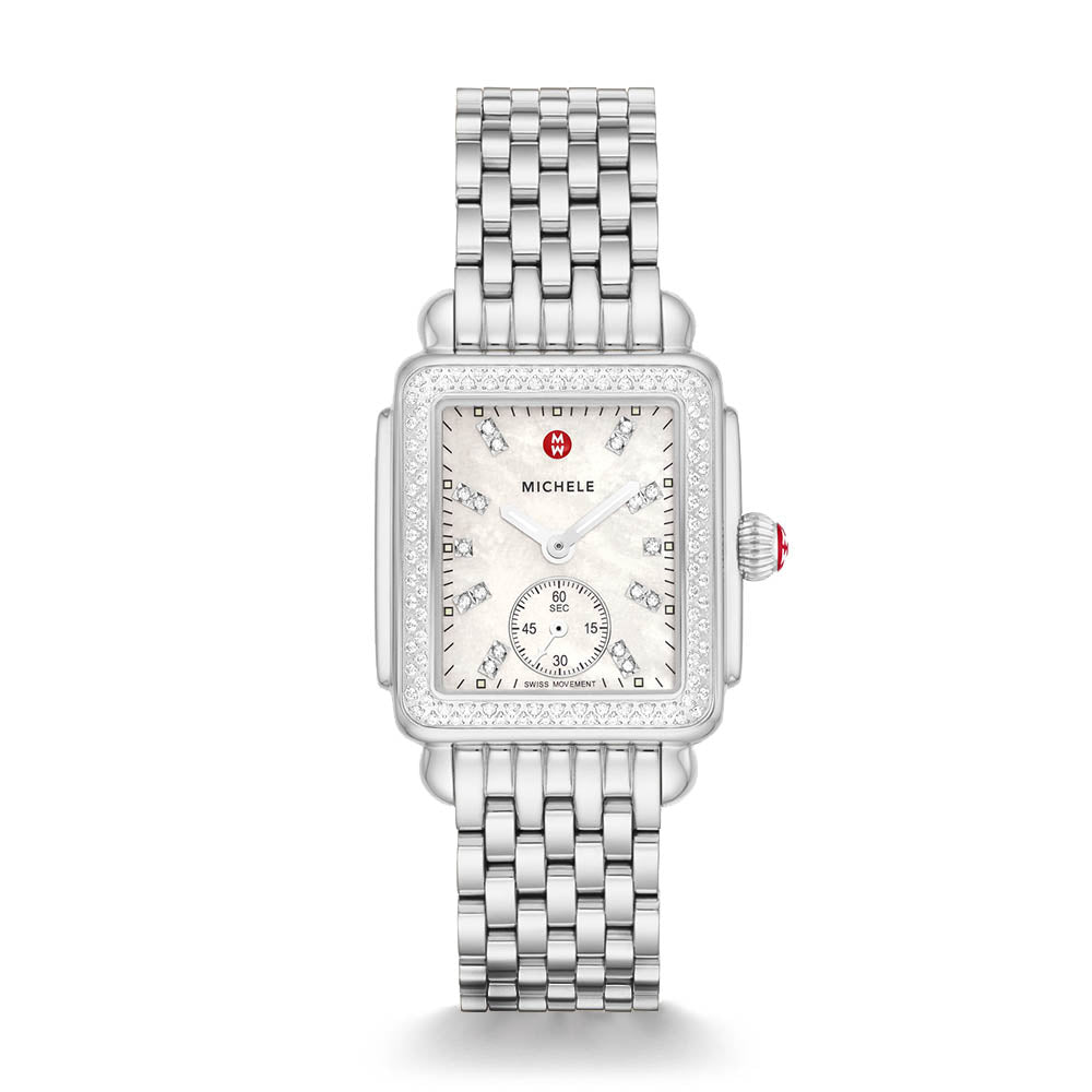 Michele Deco Mid Diamond Bezel Stainless Steel Watch
