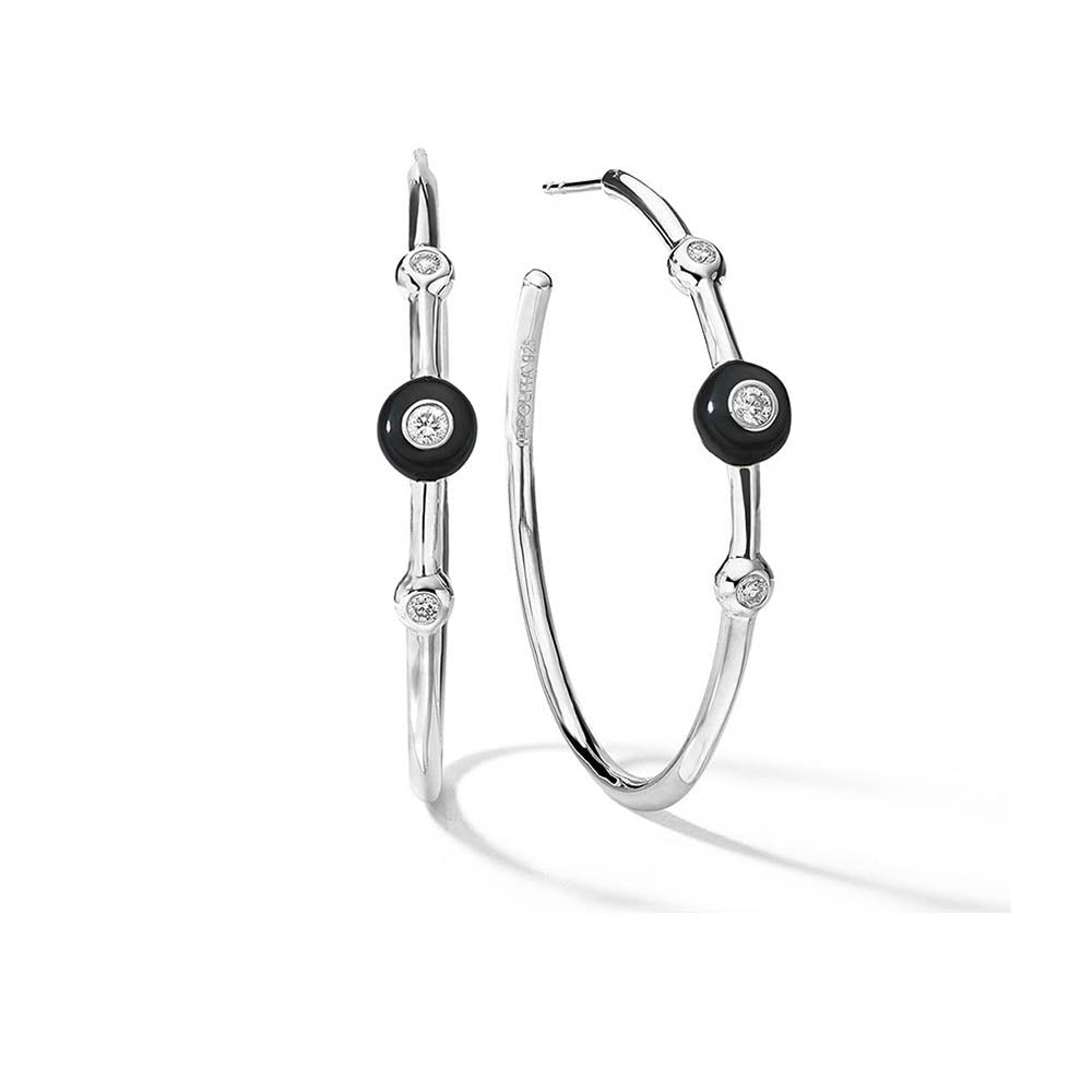 Ippolita Carnevale Stardust Black Ceramic Hoop Earrings