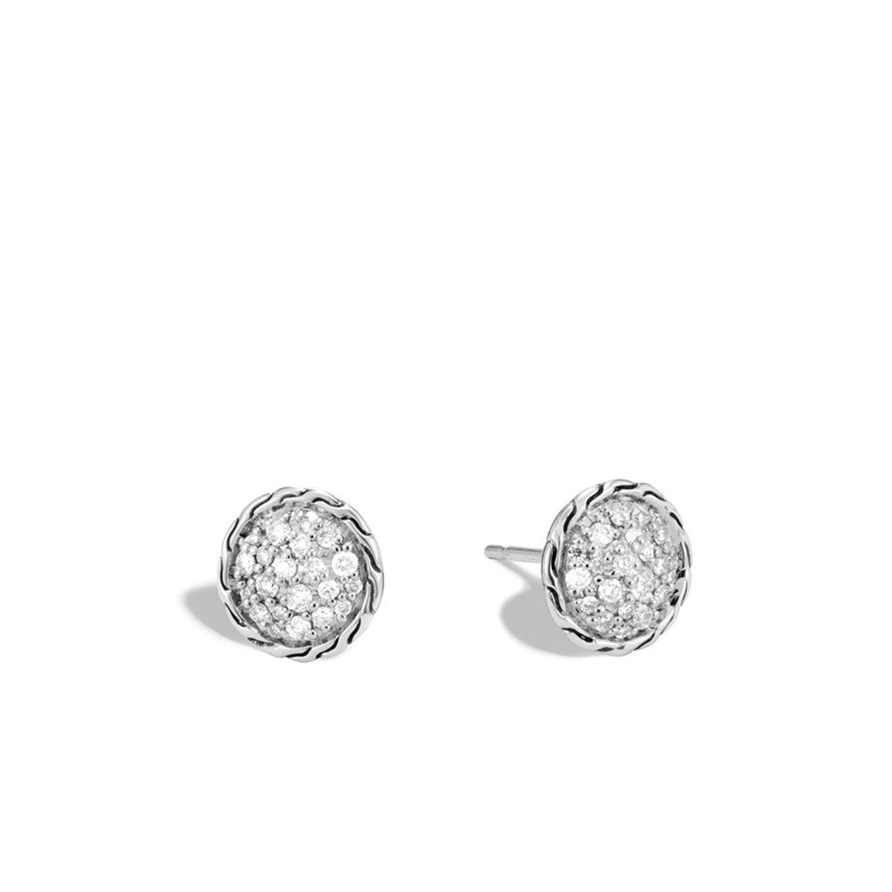 John Hardy Essentials Large Round Diamond Stud Earrings