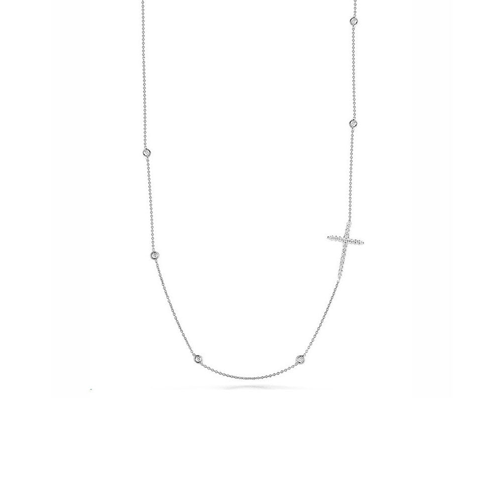 Roberto Coin White Gold Cross Station Necklace