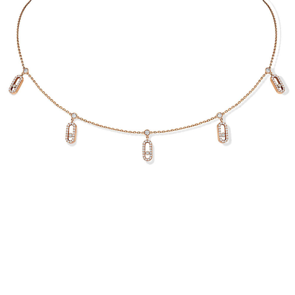 Messika Move Uno Pavé Drop Pendant Choker Gold Diamond Necklace