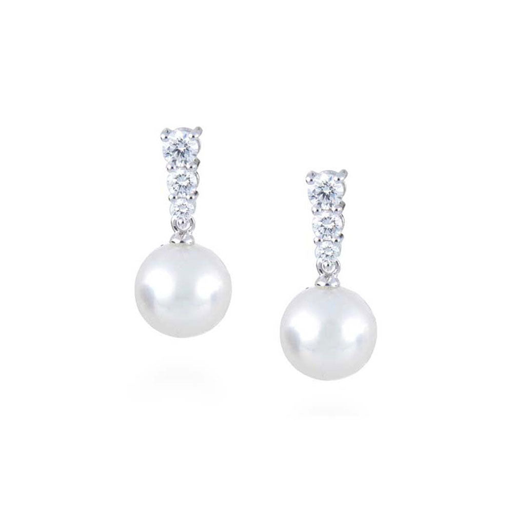 Mikimoto 9-9.5mm Akoya Pearl Diamond Drop Earrings
