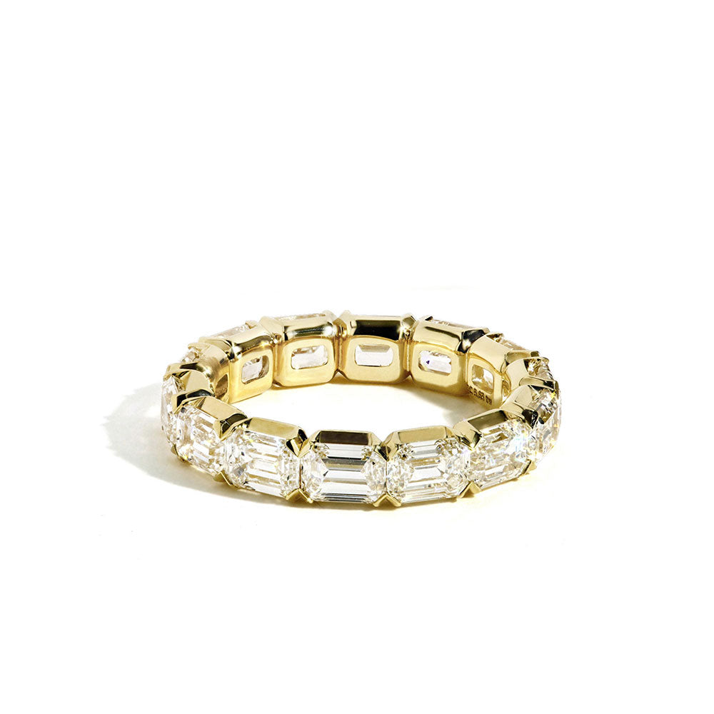 Rahaminov 5 Carat East-West Emerald Cut Diamond Bezel Eternity Ring