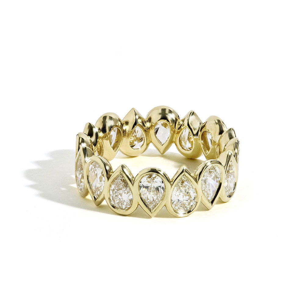 Rahaminov 3.8 Carat Pear Shaped Diamond Bezel Eternity Ring