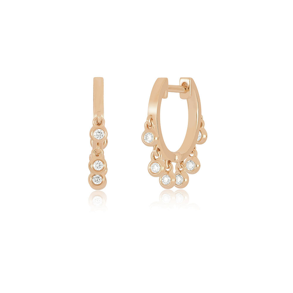 EF Collection Diamond Bezel Drop Huggie Earrings