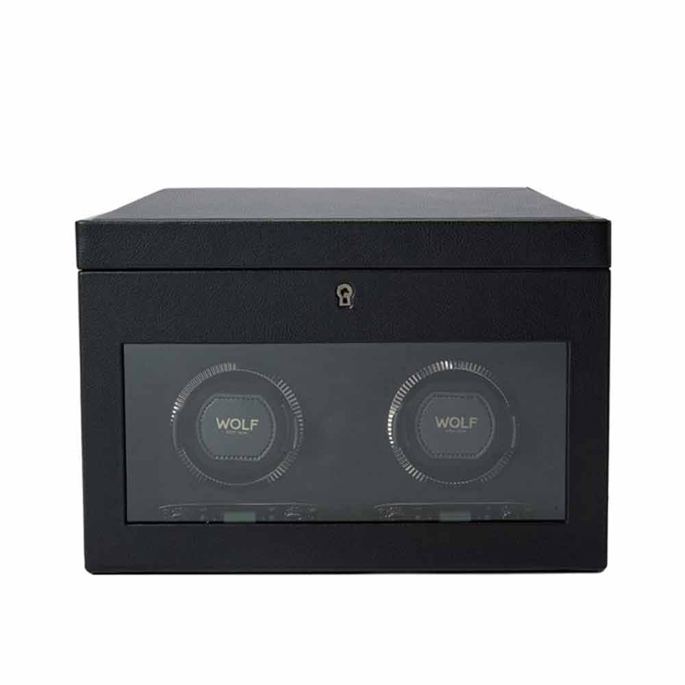 WOLF British Racing Double Watch Winder in Black
