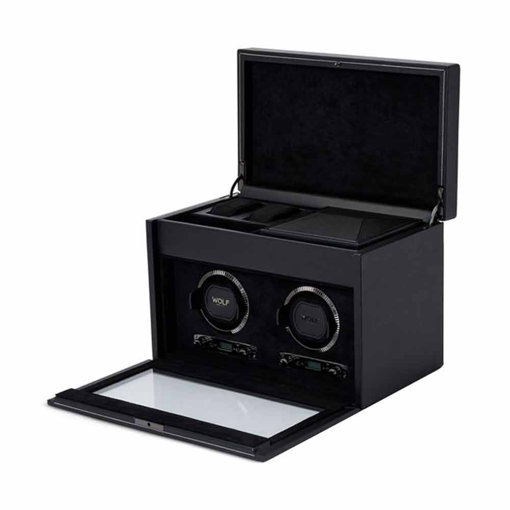 WOLF British Racing Double Watch Winder in Black