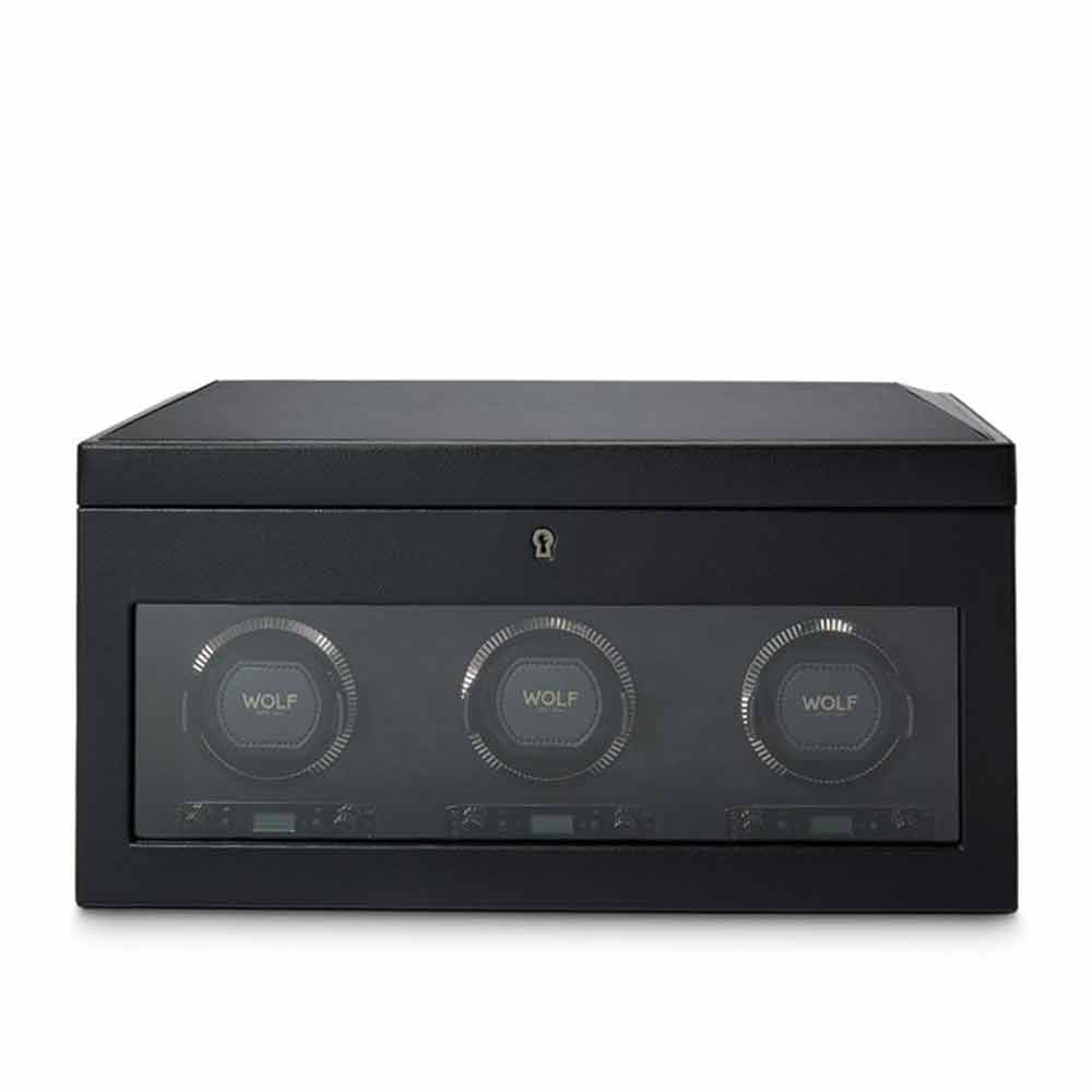 WOLF British Racing Triple Watch Winder in Black