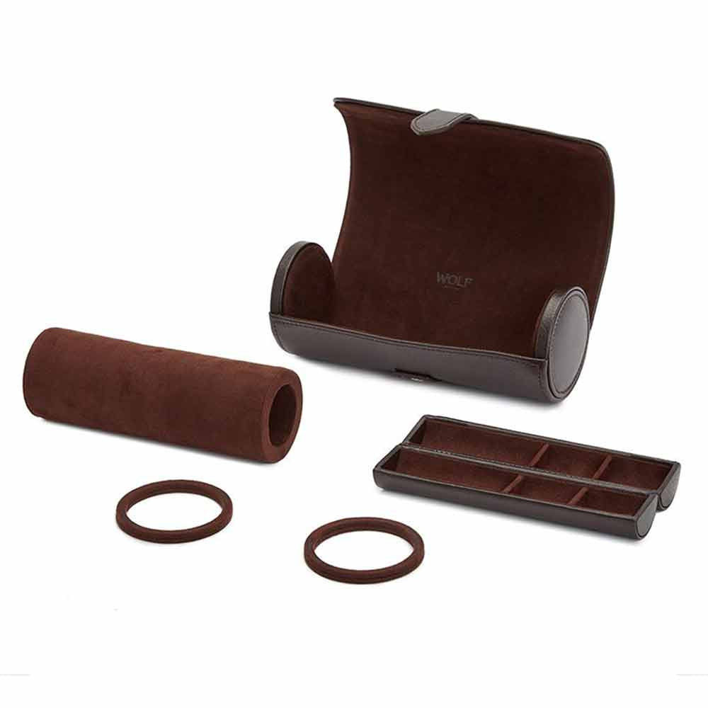 WOLF Blake Watch Roll in Brown