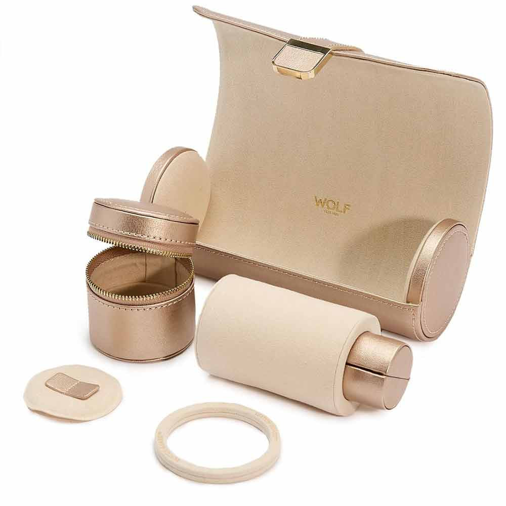 WOLF Palermo Double Watch Roll in Rose Gold